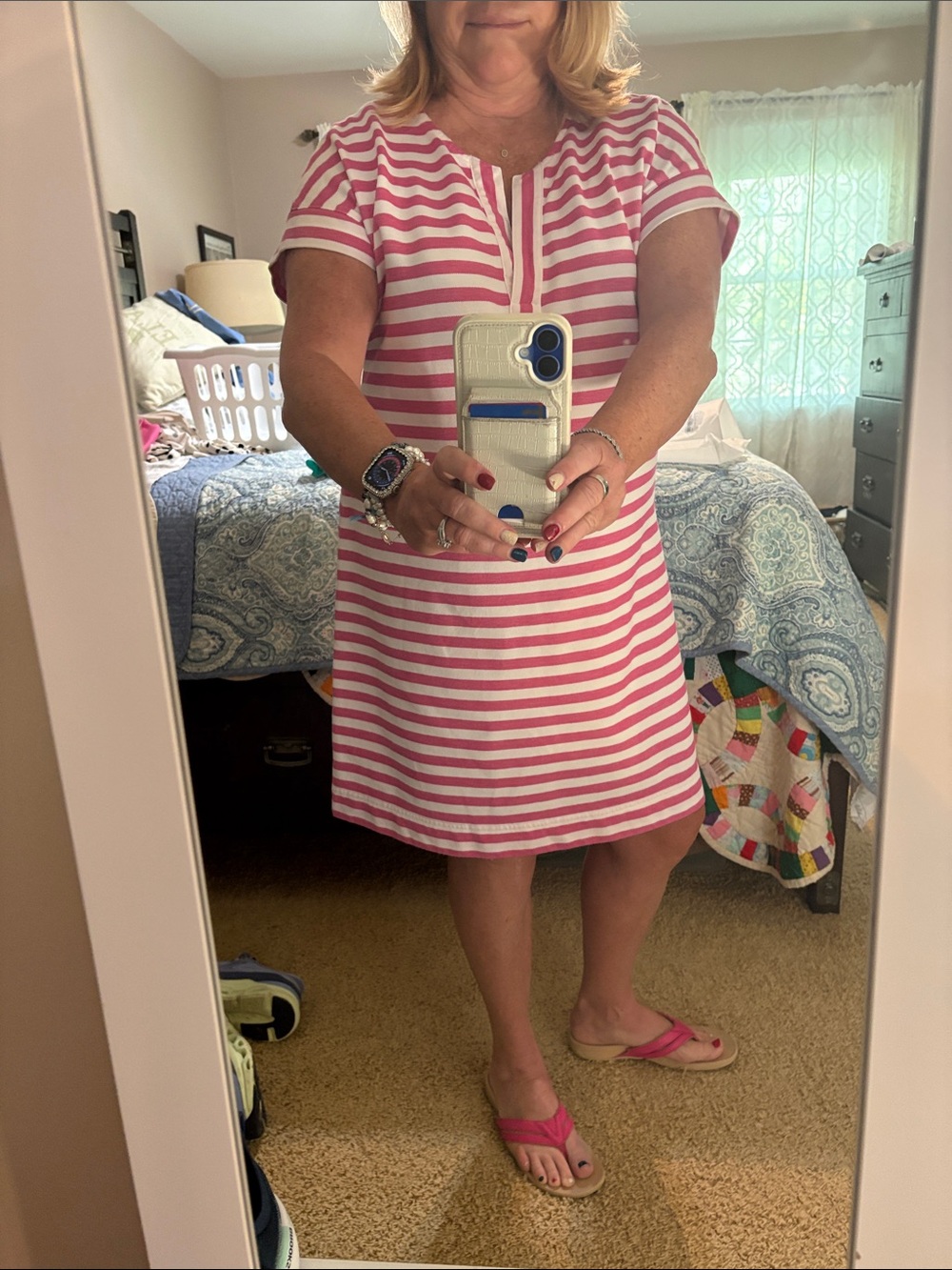 Pink and White Striped Tunic Dress - Picture 2 of 4